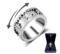 AMZCOM Anneaux d'engrenage rotatifs pour Hommes Qui tournent,Bague Fidget Spinner Steampunk Gear,Soulager Le Stress et l'anxiété Fidget Toys avec Belle boîte-Cadeau,12