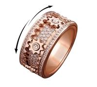 AMZCOM Bague d'anxiété Rotative, Bague Anti stress Femme Or rose, Engagement Ring Spinner Engrenage Fidget Toys Anneaux Acier inoxydable avec Coffret Cadeau pour Femmes Fille et TDAH (12)