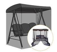AMZCOM Moustiquaire pour Balancelle de Terrasse, Moustiquaire de terrasse en Maille Polyester avec Ouverture à Fermeture éclair et Toit imperméable pour Balançoires 3 Places,185x125x205cm