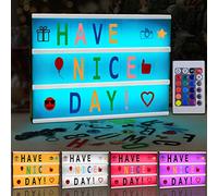 Amzeeniu A4 Light Box Boîte à Lumière LED Enseigne Lumineuse Personnalisable Lumière de Couleur Alimenté par USB et Batterie avec 192 Lettres et Emojis,Télécommande,pour idée Cadeau