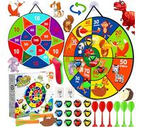 Amzeeniu Jeu de Fléchettes pour Enfants, 66 cm Double Face avec 12 Balles collantes, 6 Fléchettes, 1 Pistolet et 2 Crochets - Jouets de Sport Sûrs pour Filles et Garçons