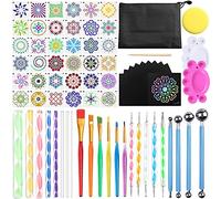 Amzeeniu Kit Mandala Peinture,74 PCS Mandala Outils de Dotting,Y Compris tiges en Acrylique,Pochoir Mandala,Stylos à Pois,Bac à Peinture,etc,pour Mandala Art,Peinture de Roches, Nail Art,Artisanat