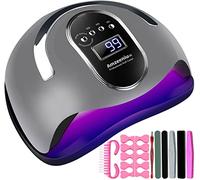 Amzeeniu Lampe UV Sèche Ongles,168W UV LED Séchoir à Ongles Professionnel Automatique,Écran LCD Capteur infrarouge Lampe à Ongles,4 Minuteries Base Amovible Portable,Toutes Les Gels Séchage Rapide