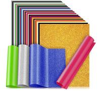 Amzeeniu Vinyle de chaleur,33 Pack 22 couleurs Feuilles HTV 30.5 * 25CM DIY en Papier Transfert Textile de Vinyle loisirs créatifs,logo,T-shirts Cadeau Saint Valentin Mat+ Paillettes