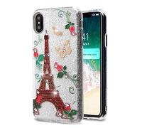 Amzer Ultra Hybrid à Paillettes Hybride Housse de Protection Skin pour Apple iPhone XS Max - Papillons Ultra Fin Double Couche