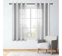 AMZERO Rideaux Voilage Transparent 240 x 240 cm Bloquer Soleil Anti UV Voilage à Oeillet Rideau Effet Moderne Balcon Placard, Gris Clair