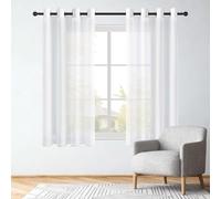 AMZERO Rideaux Voilage Transparent 240 x 240 cm Bloquer Soleil Anti UV Voilage à Oeillet Rideau Effet Moderne Balcon Placard, Blanc