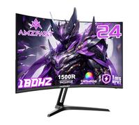 Amzfast Écran PC Gamer Incurvé 24 Pouces - 180Hz, FHD 1920x1080, sRGB 130% / DCI-P3 97%, 1 ms MPRT, Anti-Lumière Bleue, Adaptive Sync, HDMI 1.4 + DP 1.2, VESA 75x75, AMZG24C1