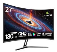 Amzfast Écran PC Gaming 27 Pouces Incurvé, 2k QHD(2560 x 1440), 180 Hz Moniteur, 1Ms MPRT, 1500R, sRGB 130%, Adpative Sync, HDR, Anti-Flicker, Eyes-care,VESA 100 x 100, HDMI 2.0*2/DP 1.2*2, AMZG27C1Q