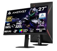 Amzfast Ecran PC Gaming 27 Pouces Plat Dual Mode IPS 4K UHD 160Hz/ FHD 320Hz, Haut-Parleur intégré, MPRT 1ms, HDR 400, sRGB 126%, HDMI 2.1, DP 1.4, Adaptive Sync, PBP/PIP AMZG27F6U