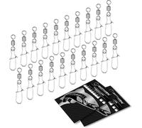 AMZfishing 20x Émerillons de pêche avec Fast-Lock | Agrafe émerillon pêche | Assortiment d'émerillons | Set d'émerillons | Émerillons de pêche | Émerillons pêche | Kit d'émerillons de pêche (40, 14)