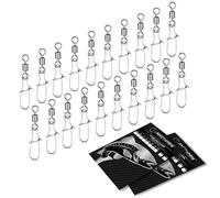 AMZfishing 20x Émerillons de pêche avec Fast-Lock | Agrafe émerillon pêche | Assortiment d'émerillons | Set d'émerillons | Émerillons de pêche | Émerillons pêche | Kit d'émerillons de pêche (20, 10)