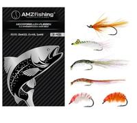 AMZfishing® 6 Mouches pour la pêche en mer | Mouches Springer pour la pêche à la truite de mer | Pêche à la mouche | Pêche à la mouche Truite | Mouche Saumon | Appâts pour bar (haut) (a: Set 6 Pièces)