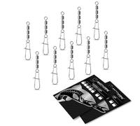 AMZfishing® Nouveau 10x Émerillons High-Speed avec Mousqueton Fastlock | Émerillons Triples | Émerillons de pêche | Émerillons pour Truite | Accessoires de pêche | Leurres pour Truite (10, 10)