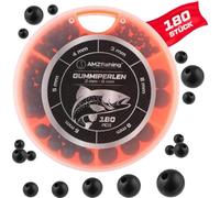 AMZfishing® Set de Perles en Caoutchouc 3-8 mm, 180 pièces | Butées en Caoutchouc pour la pêche | Perles en Caoutchouc pour la pêche - Perles d’arrêt, Billes en Caoutchouc (a: Set de 180 Perles)