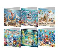 AMZGSHOP Kit de cartes d'anniversaire à peinture diamant DIY avec enveloppe - Cartes de vœux et de félicitations pliables - Motif mosaïque créative