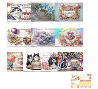 AMZGSHOP Lot de 10 cartes de vœux diamant DIY Peinture diamant Cadeau de fête 5D Kits de cartes de vœux pliables Mosaïque créative Cartes postales artisanales