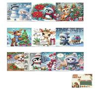 AMZGSHOP Lot de 10 cartes de vœux diamant DIY Peinture diamant Cadeau de fête 5D Kits de cartes de vœux pliables Mosaïque créative Cartes postales artisanales