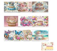 AMZGSHOP Lot de 10 cartes de vœux diamant DIY Peinture diamant Cadeau de fête 5D Kits de cartes de vœux pliables Mosaïque créative Cartes postales artisanales
