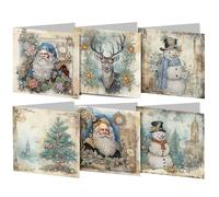 AMZGSHOP Lot de 6 cartes de vœux créatives avec peinture diamant DIY avec enveloppes, mosaïque faites à la main, cartes postales créatives uniques pour anniversaire et Noël