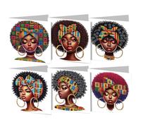 AMZGSHOP Lot de 6 cartes de vœux créatives avec peinture diamant DIY avec enveloppes, mosaïque faites à la main, cartes postales créatives uniques pour anniversaire et Noël