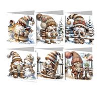 AMZGSHOP Lot de 6 cartes de vœux créatives avec peinture diamant DIY avec enveloppes, mosaïque faites à la main, cartes postales créatives uniques pour anniversaire et Noël