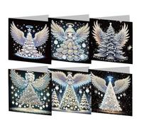 AMZGSHOP Lot de 6 cartes de vœux créatives avec peinture diamant DIY avec enveloppes, mosaïque faites à la main, cartes postales créatives uniques pour anniversaire et Noël