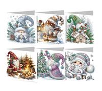 AMZGSHOP Lot de 6 cartes de vœux créatives avec peinture diamant DIY avec enveloppes, mosaïque faites à la main, cartes postales créatives uniques pour anniversaire et Noël