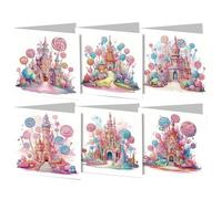 AMZGSHOP Lot de 6 cartes de vœux créatives avec peinture diamant DIY avec enveloppes, mosaïque faites à la main, cartes postales créatives uniques pour anniversaire et Noël