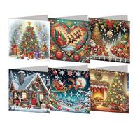 AMZGSHOP Lot de 6 cartes de vœux pliables avec broderie diamant 5D pour Noël, anniversaire, Thanksgiving et occasions spéciales