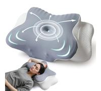 AmzHandler Oreiller Ergonomique Cervical,Oreiller Mémoire Forme pour Soutien de la Nuquer,Coussin Orthopédique Soulagement des Douleurs,Respirant,Idéal pour Dormir sur Le Côté, Dos et Ventr, (Gris)