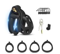AMZII 6.0 Cage de Chasteté Jouets Sexuels Masculins,Cage Chasteté Chastity Cage avec 4 Arc Cockring & 6 Serrure,Cages de Chasteté Chasteté Pour Pénis Kits de Bondage BDSM Peniskäfig (S)