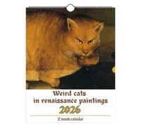 AMZLORD 2026 Weird Medieval Cats Calendar, 12 Month Ugly Cat Art Wall Calendar for Home Decor, New Year Gifts, Unique Calendars for Cat Lovers