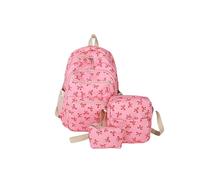 AMZLORD 3pcs / Ensemble Backpack à imprimé à Arc Mignon avec Sac Crossbody et Petit Sac à Main (Rouge Rose)