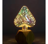 AMZLORD Ampoule de feu d'artifice, E27 4,5 W 125 lm Vintage E-dison 3D Effet étoilé Ampoule LED à filament de verre argenté, décoration brillante d'étoile pour décoration de vacances de Noël