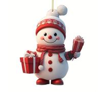 AMZLORD Bonhomme de Neige Pendentif Arbre de Noël Acrylique Décoration d'arbre de Noël avec Lanière Dessin Animé Bonhomme de Neige Pendentifs Festival Fête de Vacances Décor