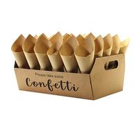 AMZLORD Cônes de confettis avec boîte de présentation, support de cônes de confettis - Comprend un plateau de support de cônes à confettis et 32 cônes de papier, la boîte de support est pliée par
