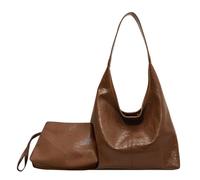 AMZLORD Femmes Sac à Bandoulière en Cuir Polyvalent Hobo Sac et Pochette Casual 2pcs Sac à Bandoulière et Sac à Main Ensemble Cartable Hobo Bag Shopping Bag