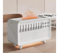 AMZLORD Machine à bruit blanc 4 en 1, 8 effets sonores, haut-parleur, humidificateur, veilleuse à flamme, diffuseur d'arômes, 3 min. pour chambre, bébé, bureau