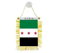 AMZLORD Syrie petit drapeau suspendu Double face gland Syrie Mini fanion avec ventouse fenêtre bannière pour décoration de voiture