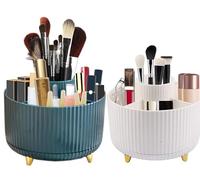 AMZMUKAUP Organiseur de Bureau Rotatif à 360 degrés, Organisateur de Maquillage Cosmétique, Organisateur de Rangement Multifonction Porte-crayon de Bureau avec 5 Compartiments, Blanc + Verte