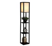 AMZOAKUD Lampadaire Lampadaire en Bois Moderne avec 3 étagères en Tissu Abat-Jour Lampe sur Pied pour la Maison Salon Chambre Lampe sur Pied (Couleur : 26 * 159cm Taille : Noir)