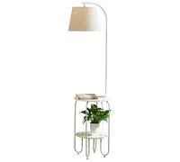 AMZOAKUD Lampadaire Lampadaire Nordique Lampadaires LED Port de Charge USB avec Plateau de Rangement Lampadaire créatif avec Lampe sur Pied en Tissu (Couleur : Blanc)