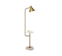 AMZOAKUD Lampadaire Nordic Marbre LED Lampadaire avec étagères Abat-Jour en Fer forgé Lampadaire Maison Lampe sur Pied Décor Salon Chambre Lampe sur Pied (Couleur : Or)