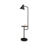 AMZOAKUD Lampadaire Nordic Marbre LED Lampadaire avec étagères Abat-Jour en Fer forgé Lampadaire Maison Lampe sur Pied Décor Salon Chambre Lampe sur Pied (Couleur : B-Noir)