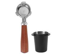 AMZOAKUD Porte-Filtre sans Fond en Acier Inoxydable avec poignée en Bois, Attrape-Poudre, Conception détachable et Durable pour la Maison et Les cafés (Noir)