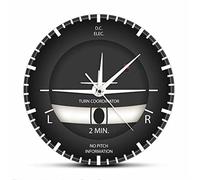 AMZOC Horloge Murale Silencieuse 30 Cm Coordinateur De Tour Instrument De Vol d'avion Design Moderne Horloge Murale Pilote d'avion Horloge Silencieuse sans Tic-Tac Horloges D'Aviation