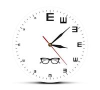 AMZOC Horloge Murale Silencieuse 30 Cm Oeil Graphique Design Moderne Horloge Murale Ophtalmologie Décor Optométrie Vision Test Œuvre Silencieux Quartz Horloge Montre Murale Oculiste Cadeau