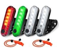 Amzonly Kit de feux de navigation LED pour bateau, kayak, feux arrière à piles, lot de 4 lumières LED rechargeables pour kayak de nuit, feu arrière de vélo, 4 options de mode d'éclairage, 2 sifflets