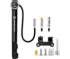 AMZOON Pompe à Vélo Pompe a Velo avec Manometre Tuyau Rallongé Mini Pompe Vélo Adapté pour Schrader et Presta Valve Pompe Velo avec Aiguille Gonflage